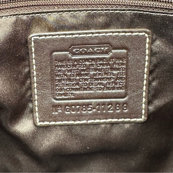 Coach Signature Canvas Hobo Shoulder Bag Leather Trim Y2K Style Brown Medium - Picture 11 of 16
